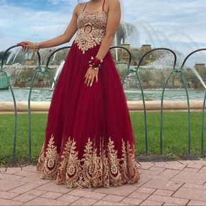 Burgundy Corset Prom Dress XS